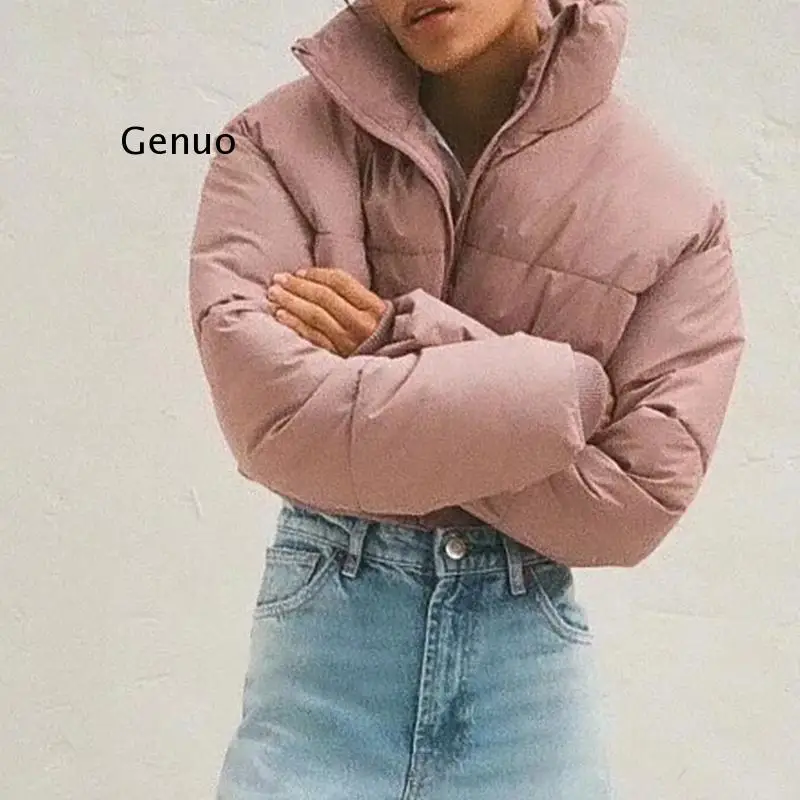 

Женские куртки, пальто, розовая теплая верхняя одежда, однотонные уличные куртки, женское Укороченное пальто на молнии, теплые парки, куртки, парки