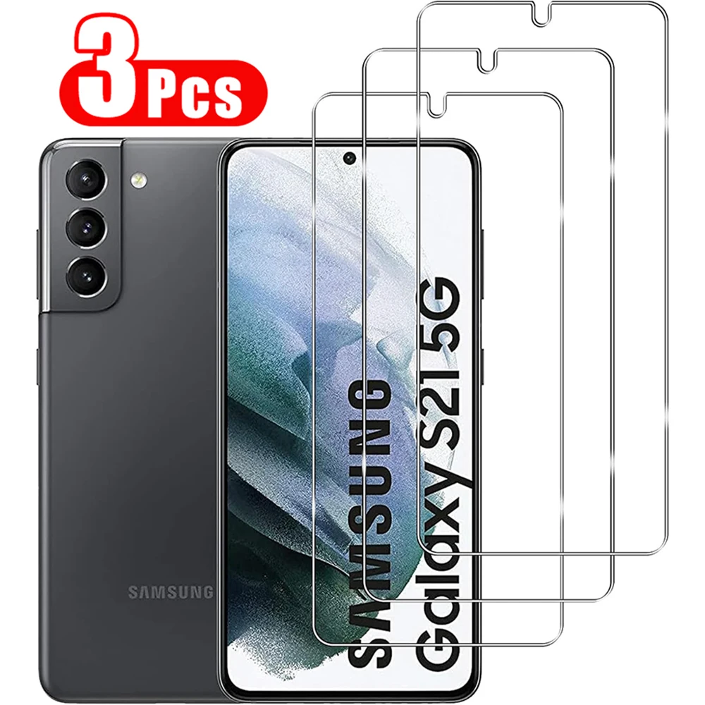Filme de vidro temperado para Samsung Galaxy, desbloqueio de impressão digital, protetor de tela, S21, 5G, S23, S22 +, além disso, S24, 5G, 3pcs