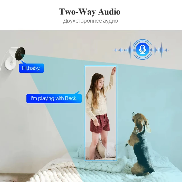 Techage 1pc 2MP Smart Camera Wireless Security Baby Moniter Human Detection Sound Alert IP Camera 2-Way Audio Support Alexa 2