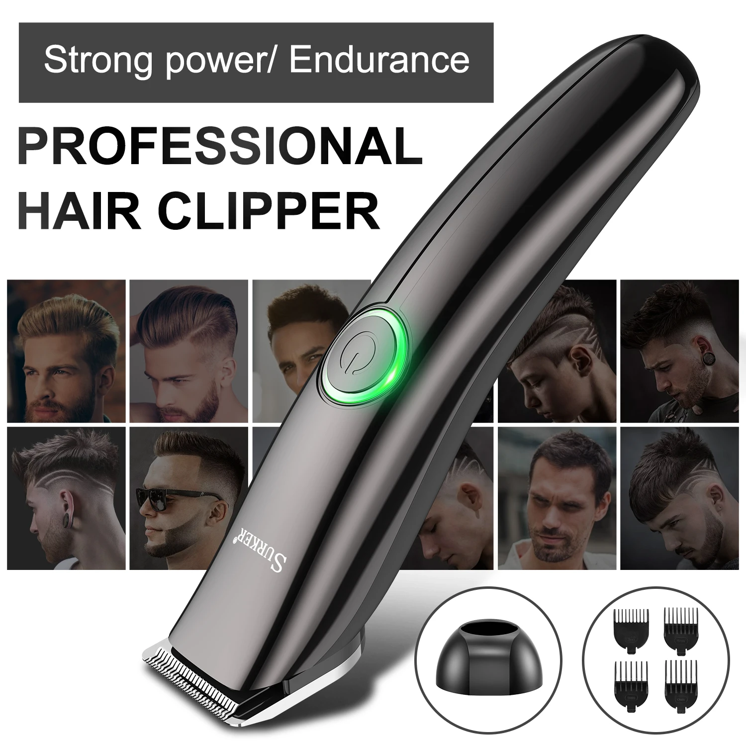 USLION Electric Hair Clipper Hair Trimmer For Men Cordless Beard Trimmer Display USB Rechargeable Wet Dry Hair Cutting Machine
