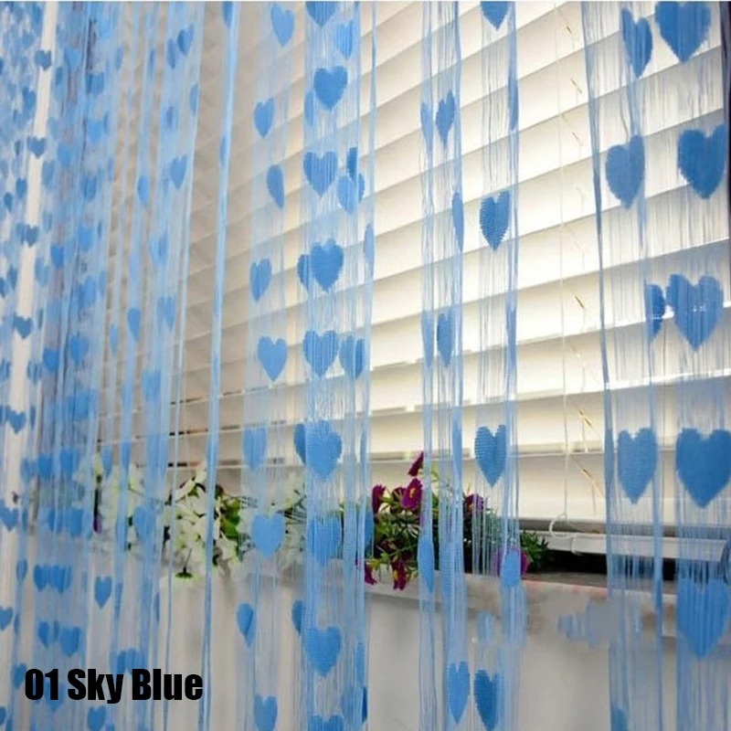 Colorful Romantic Love Pattern Line String Curtain Window Door Sheer Curtain Living Room Home Decoration 100CM * 200CM sheer curtains window curtains decor curtains string curtain