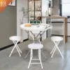 32" Round Folding Commercial Banquet Table, Portable Plastic Coffee Card Dining Table for Kitchen or Outdoor Party Wedding Event 3