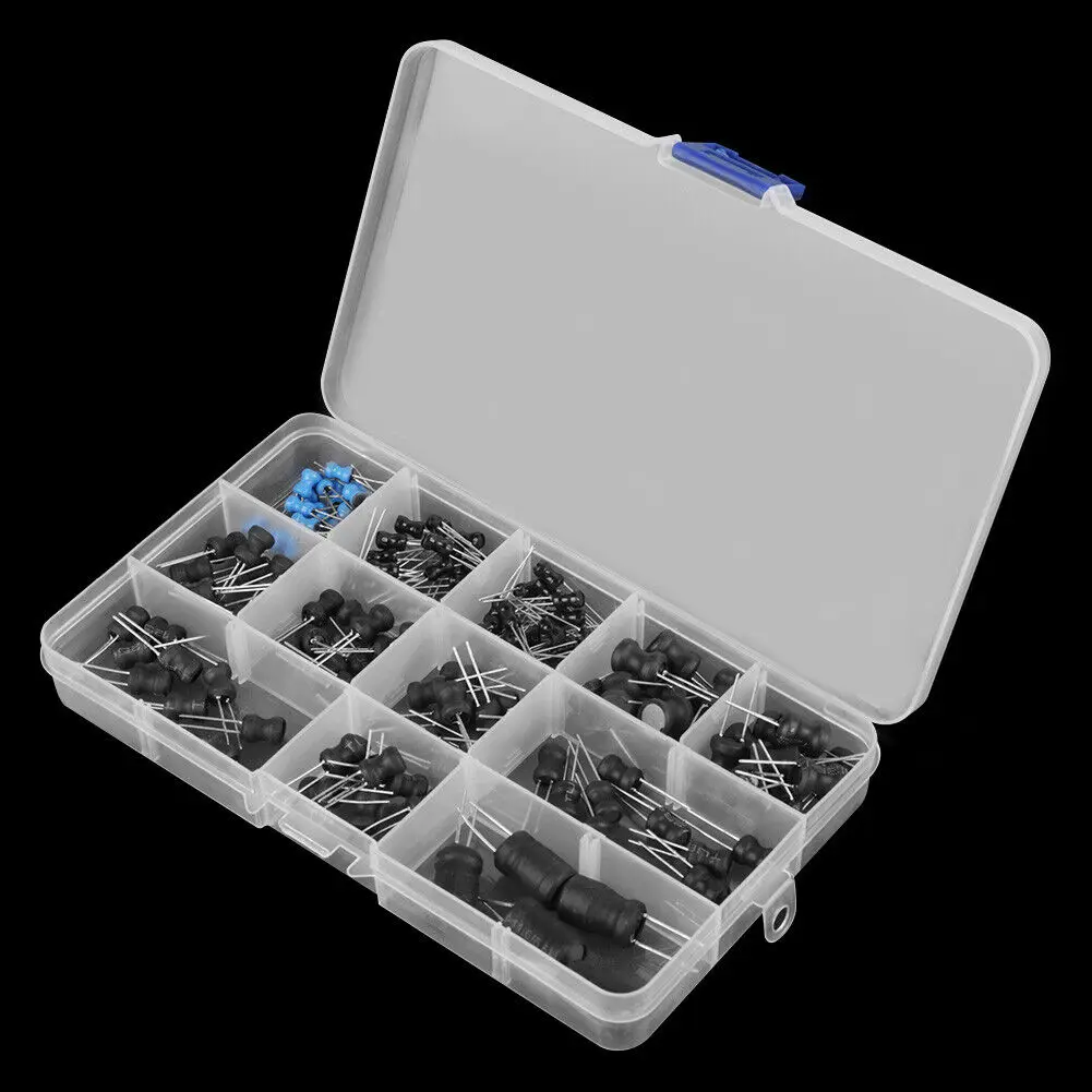 

145pcs 12 Values Choke Inductors Assorted Kit Professional 10uH-10mH Inductors Set with Plastic Box High Quality Power Supplies