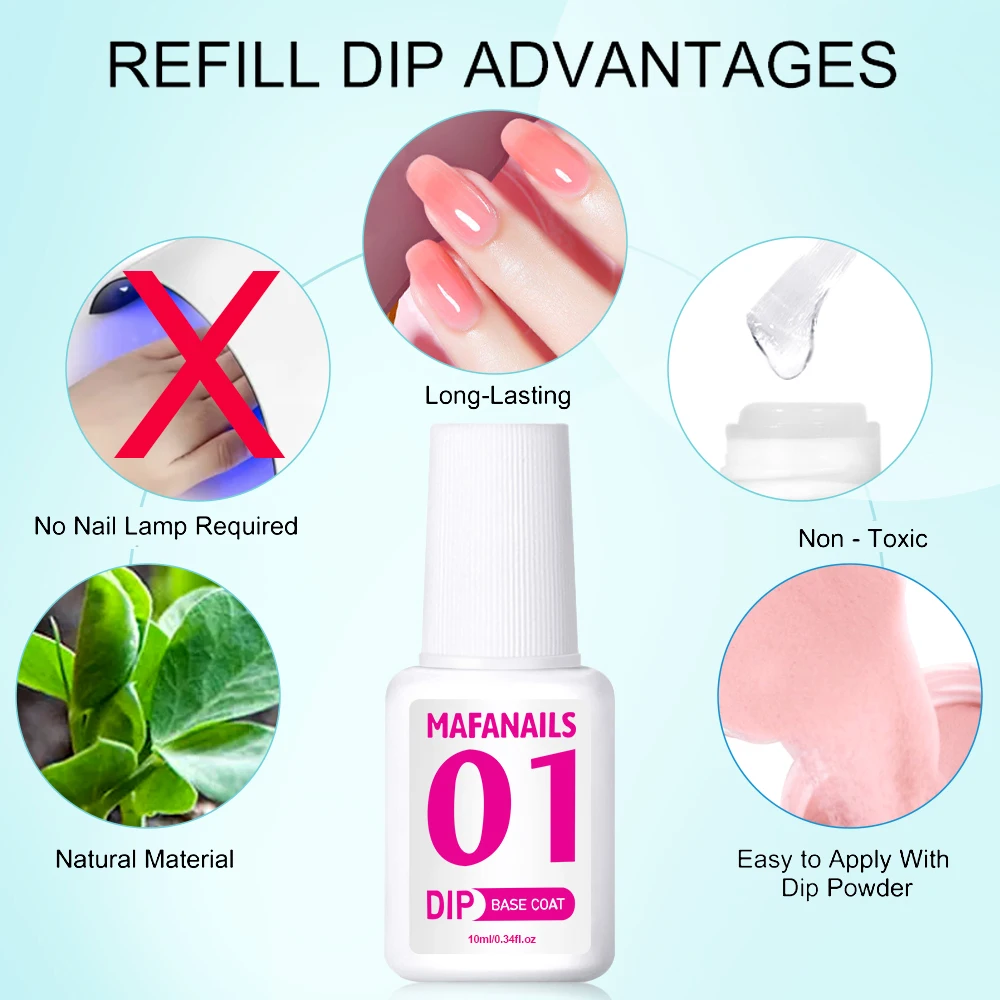 Nail Gel 10ml Dip Powder Gel Liquid Base Activator Top Brush Saver Dipping Powder Gel 4IN1 No UV Lamp Need Nail Pedicure Natural Dry Gel