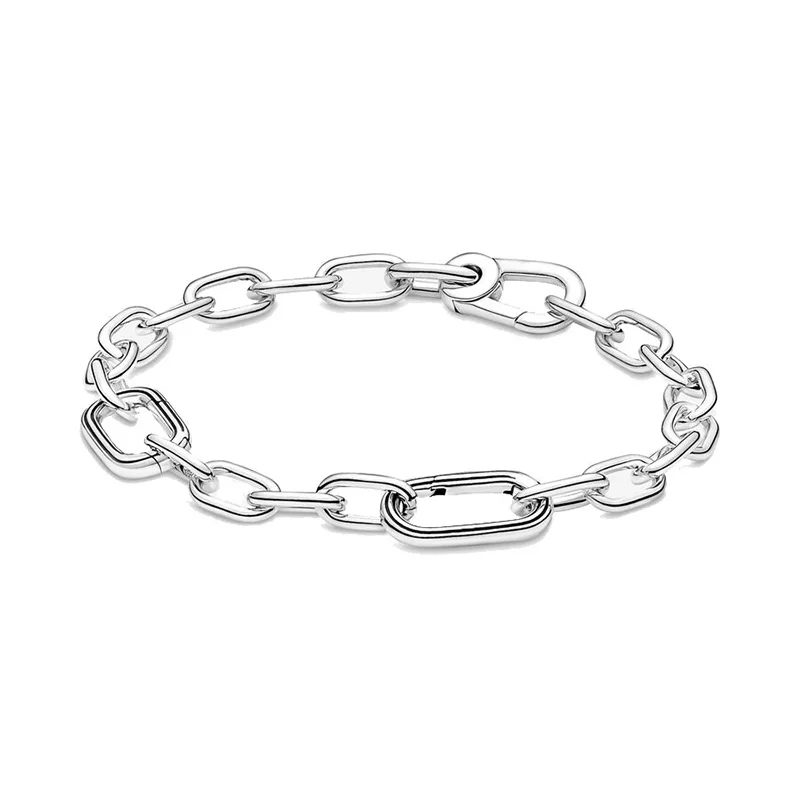 

IN STOCK Fashion Europe 925 Sterling Silver/Rose Gold Plated ME Link Chain Bracelet fit European Charms Women's Anniversary Gift