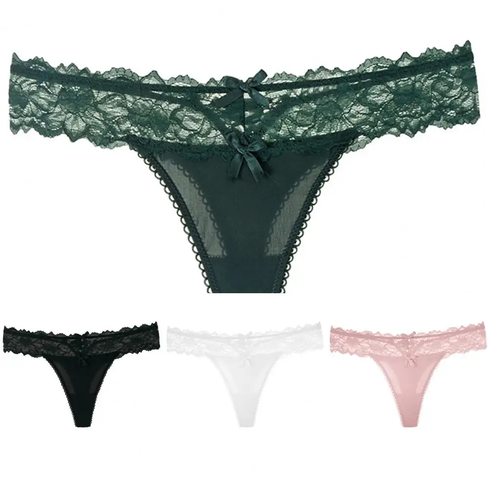 Women White Sexy Lace Panties Low-waist Underwear Thong Female G String Breathable Lingerie Temptation Embroidery Intimates