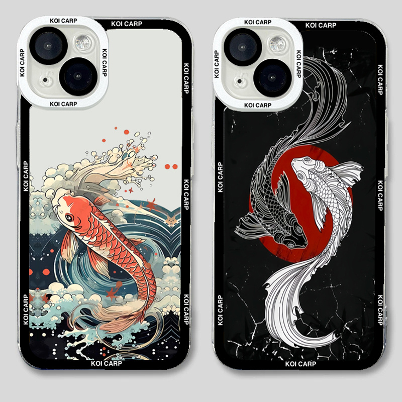 Art Fish Koi Carp Phone Case For Xiaomi Mi 13 12 11 Lite 5G 14 12T 13T Poco M6 F5 X5 X3 F3 X6 Pro Transparent Soft Silicon Cover