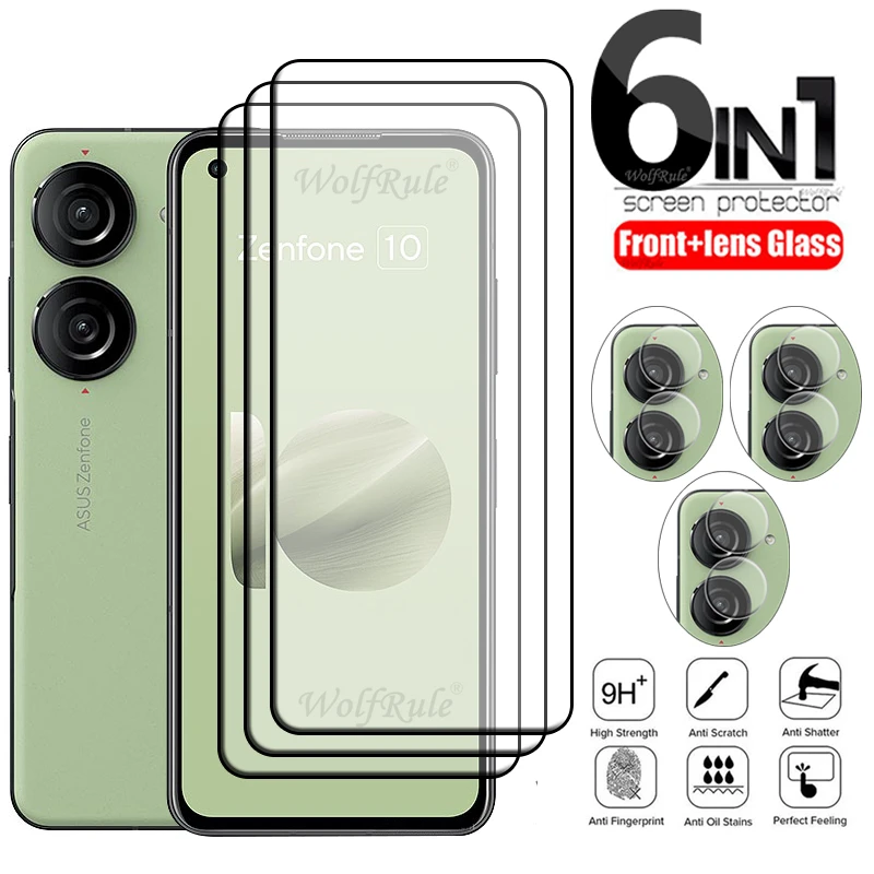6-In-1 Per Asus Zenfone 10 Glass Asus Zenfone 10 Vetro Temperato Full Glue Hd 9H Screen Protector Asus Zenfone 9 10 10Z Len Glass