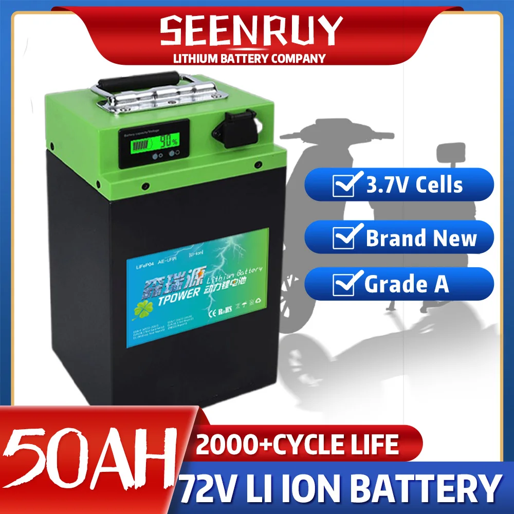 

SEENRUY 72V 60Ah с BMS может добавлять BLuetooth 25Ah 50Ah 55Ah для мотоцикла, вилочного погрузчика, крана, грузовика с зарядным устройством 84V