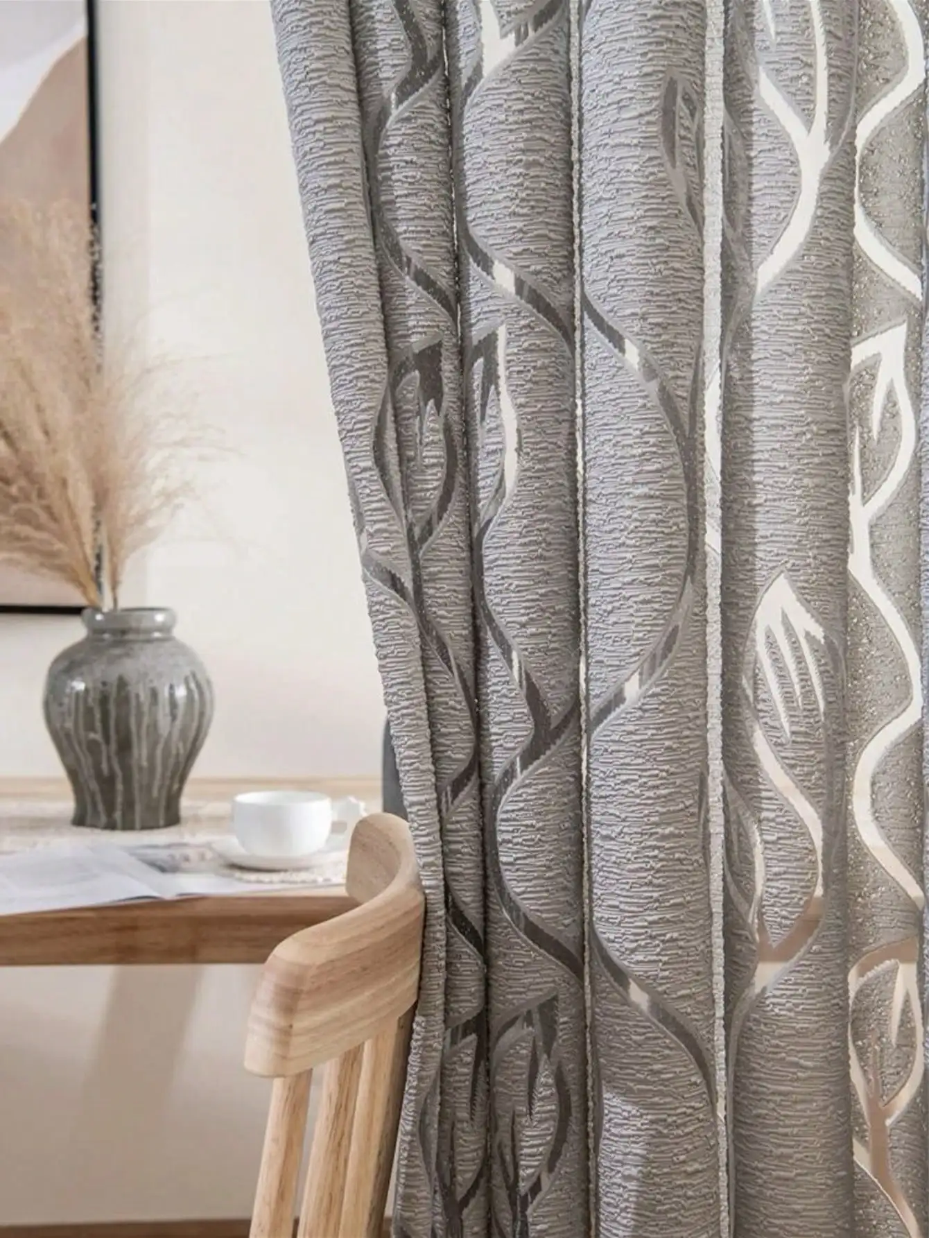 1pc Decorative Cut-Out Design Twining Leaves Sheer Curtain For Bedroom/Living Room 3