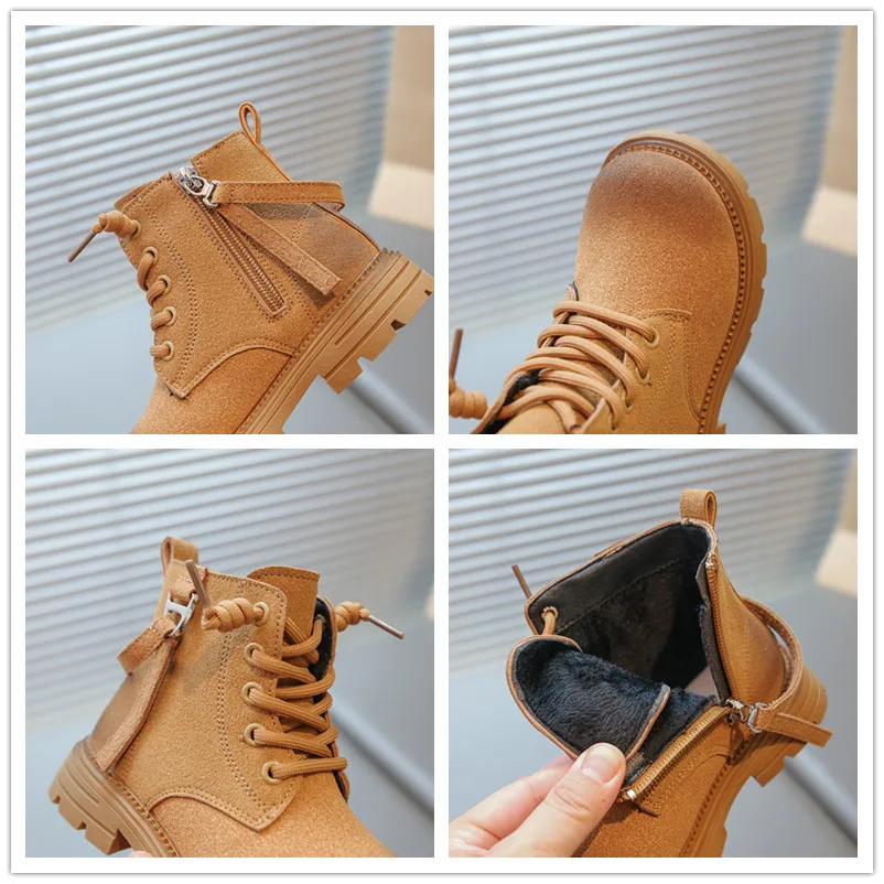 Kids Thermal Boots Breathable Lining Retro Hiking Boots