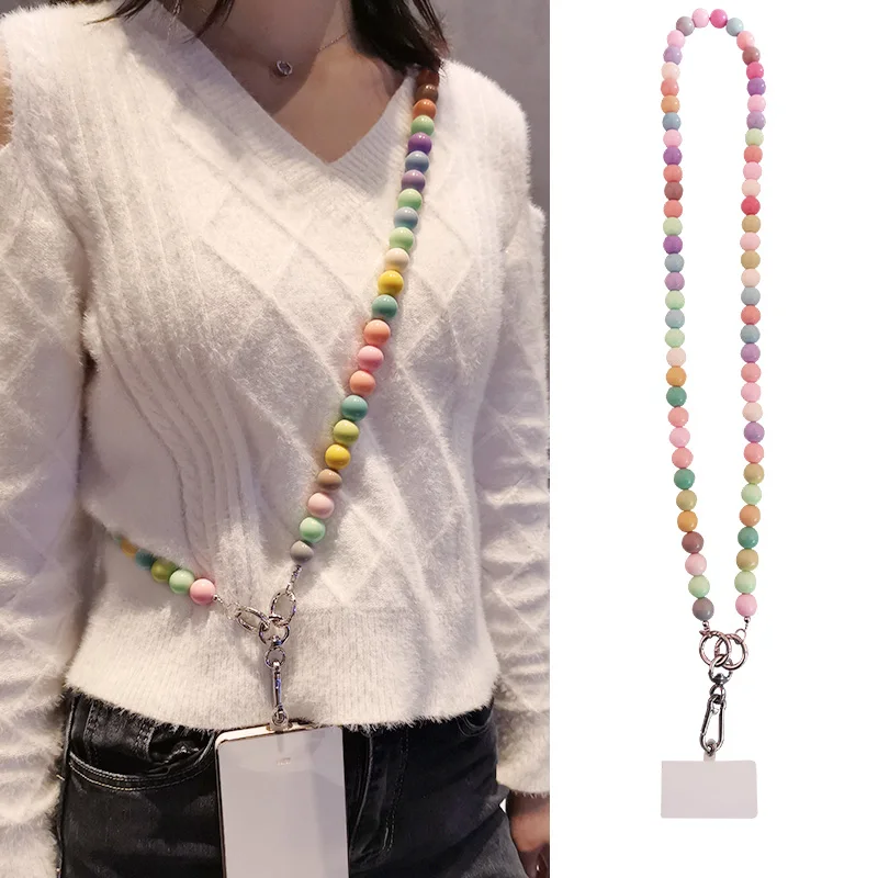Fashion Pearl Phone Strap Colorful Crossbody Charm Lanyard Long