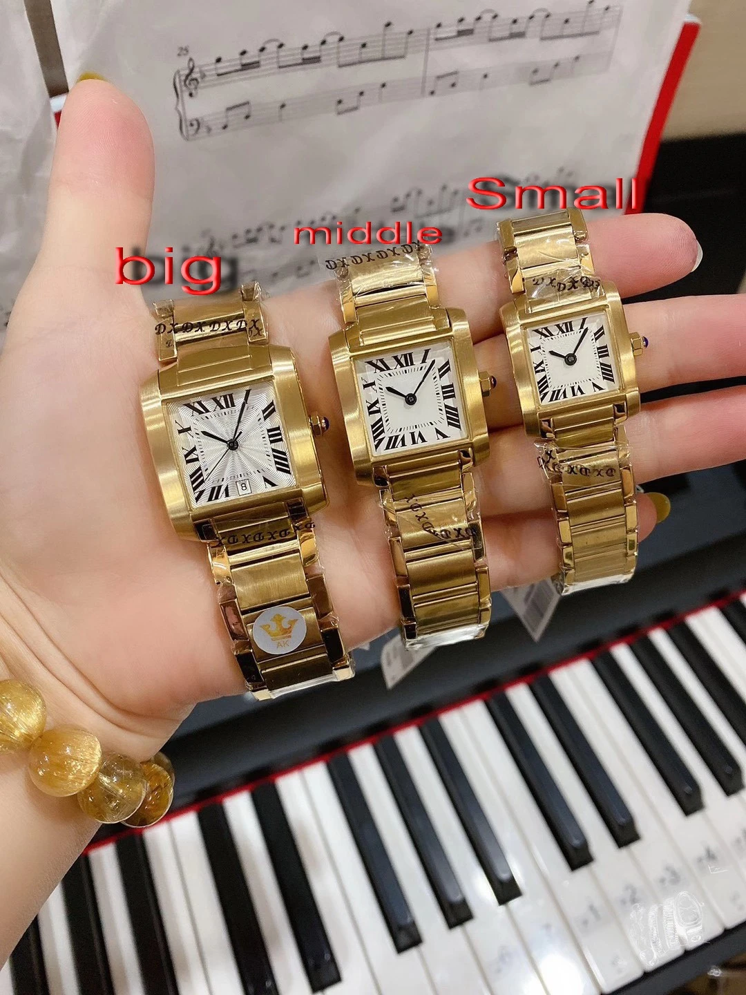

New Mens Women Quartz Watch Yellow Gold Rome Dial