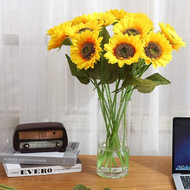 Elegant Artificial Sunflower Silk Bouquet for Wedding and Home Decor