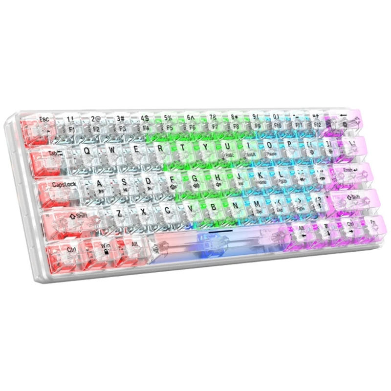 

61 Keys Keyboard Mechanical Gaming Keyboard LED Backlit Full-Transparent Keyboard PC Gaming Accessories Dropship