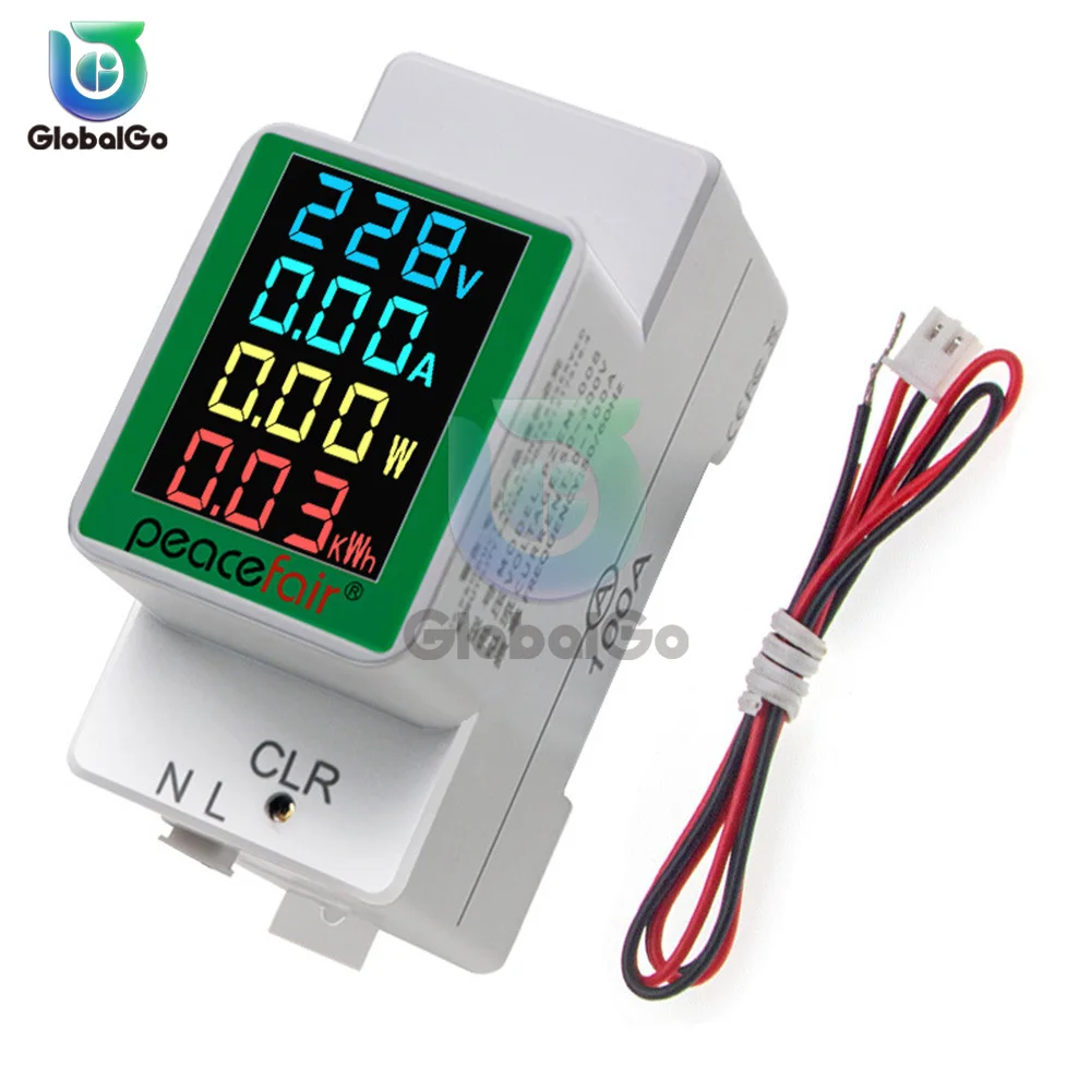 PZEM-008 Din Rail Electricity Digital Power Energy Meter Watt Kwh Wattmeter Monitor Ammeter Voltmeter AC 50-300V 100A