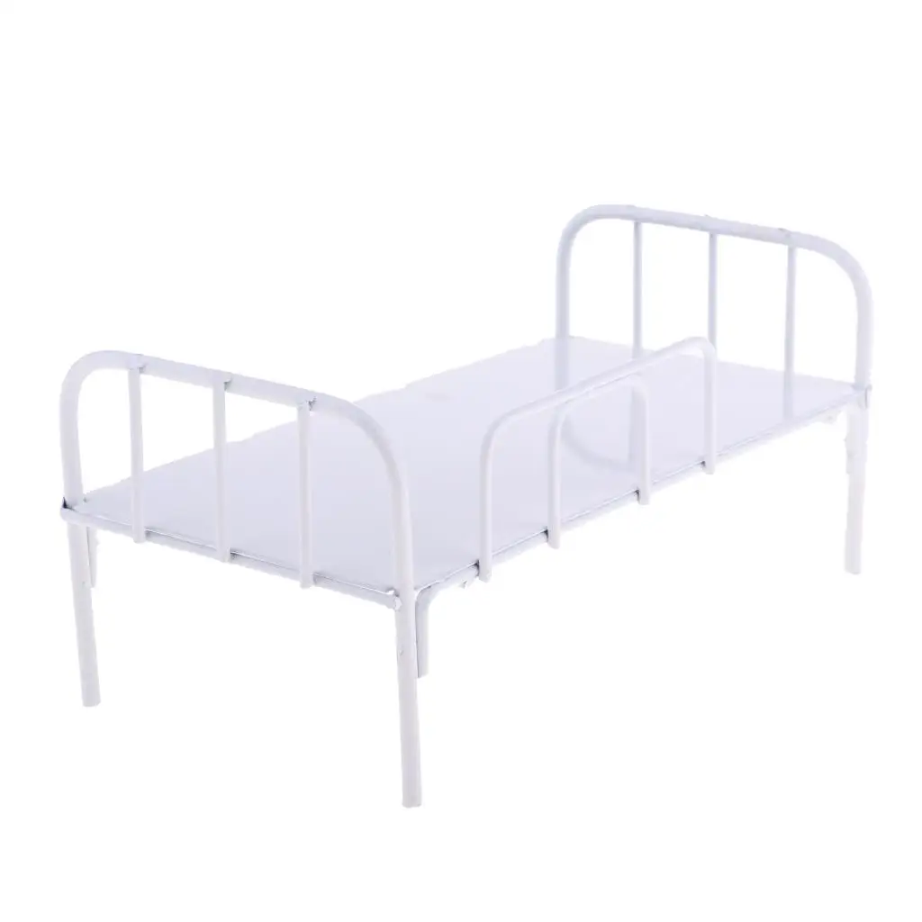 High Quality Single Metal Dormitory Bed for 1/6 Scale Dollhouse Accessory