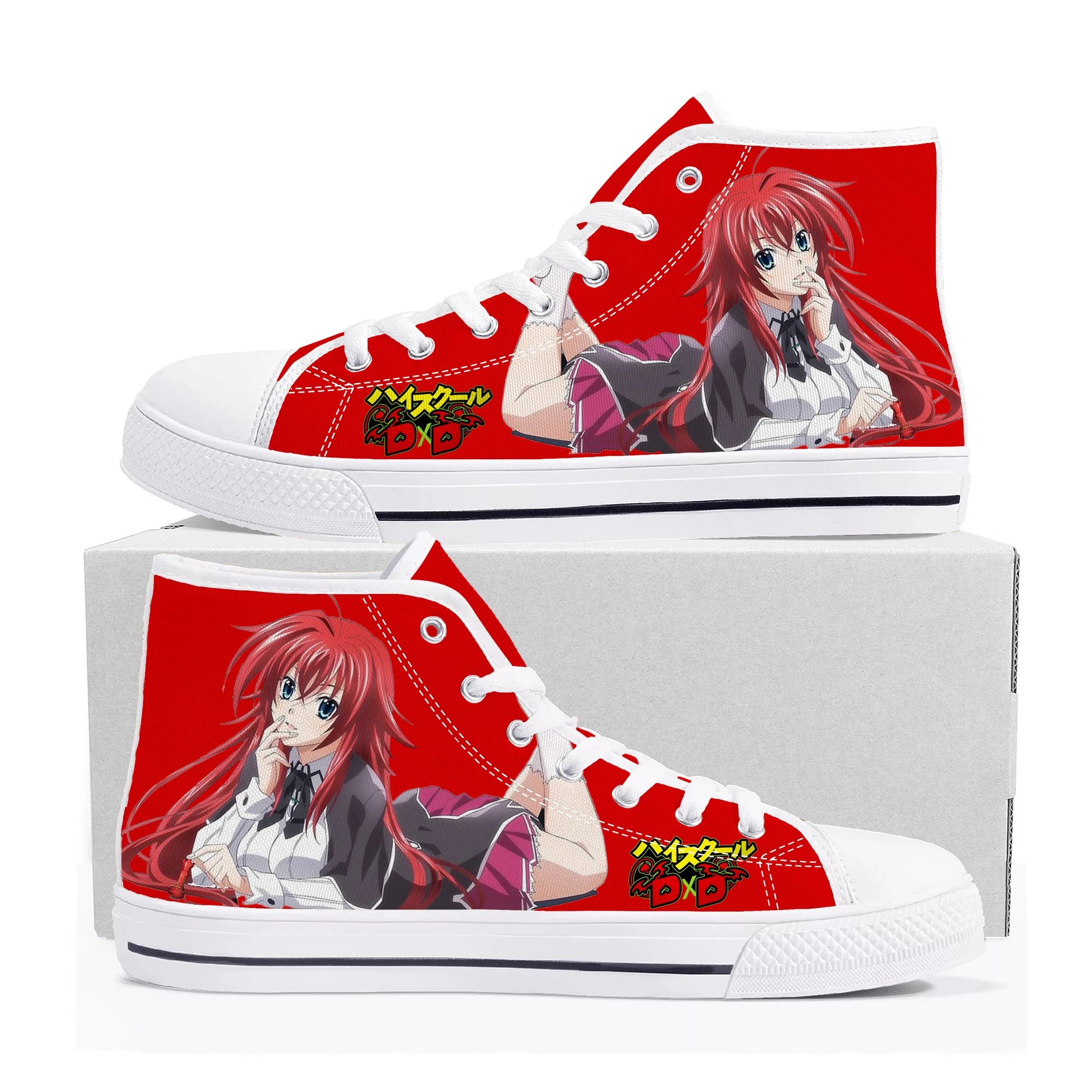 

Высокие кроссовки Rias Gremory DXD для мужчин и женщин, парусиновые кеды для подростков, повседневная обувь для пар, обувь на заказ