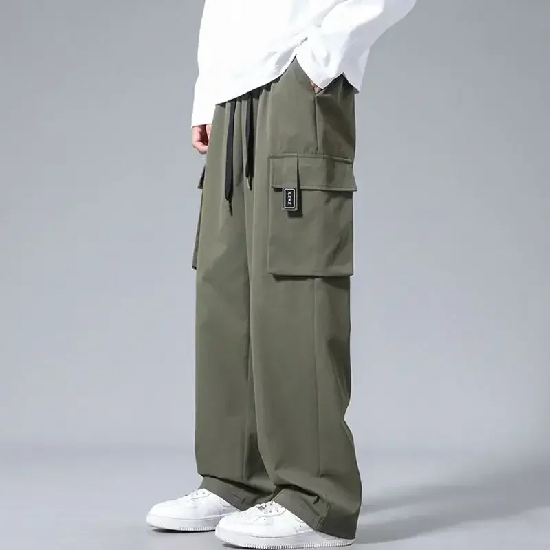 Pantalones Hombre Pantalones Cargo Negros Para Hombre Anchos Multibolsillos Nuevos En Largo Multibolsillos Baratos Con Estilo Coreano Ropa De Moda Emo
