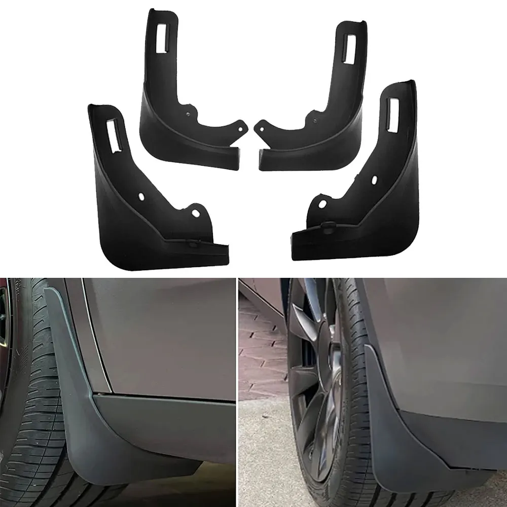 

Matte Black Car Splash Guard Mud Flaps Mudflap Carbon Fiber Pattern Mudguards Car Exterior Trim for Tesla Model Y 2020 2021 2022