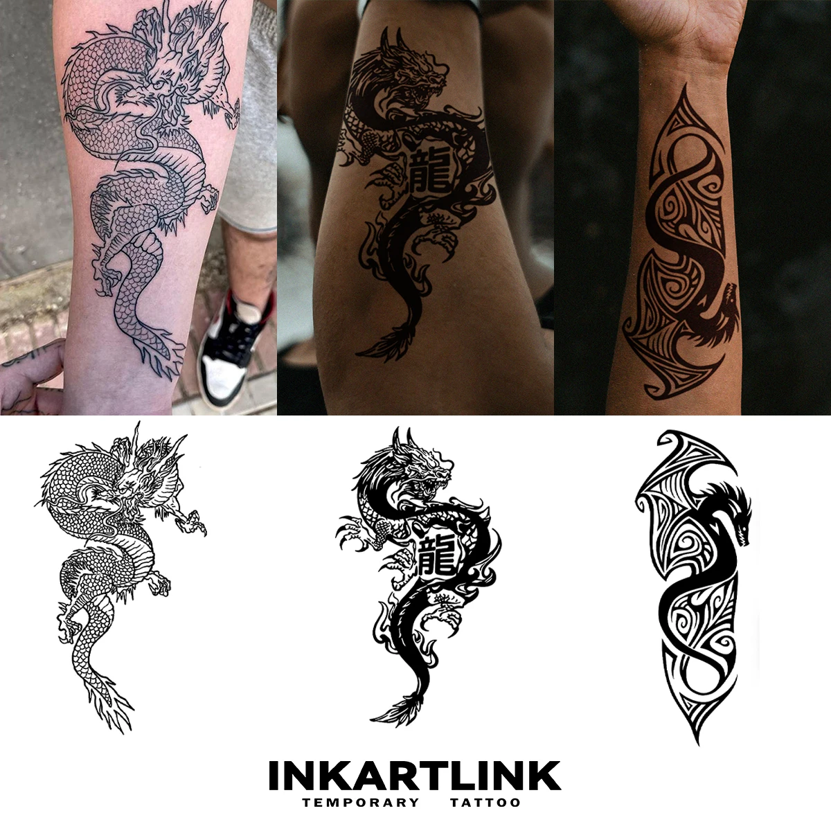 Chinese Draak Tijdelijke Tattoo Sticker Duurt 1-2 Weken Waterdicht En  Anti-Wrijving - AliExpress, image size:1200x1200