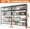 69" W Storage Shelves 1600LBS Wire Shelving Unit 5 Tier Metal Shelving for Storage Rack Shelves for Storage Heavy Duty Garage 3