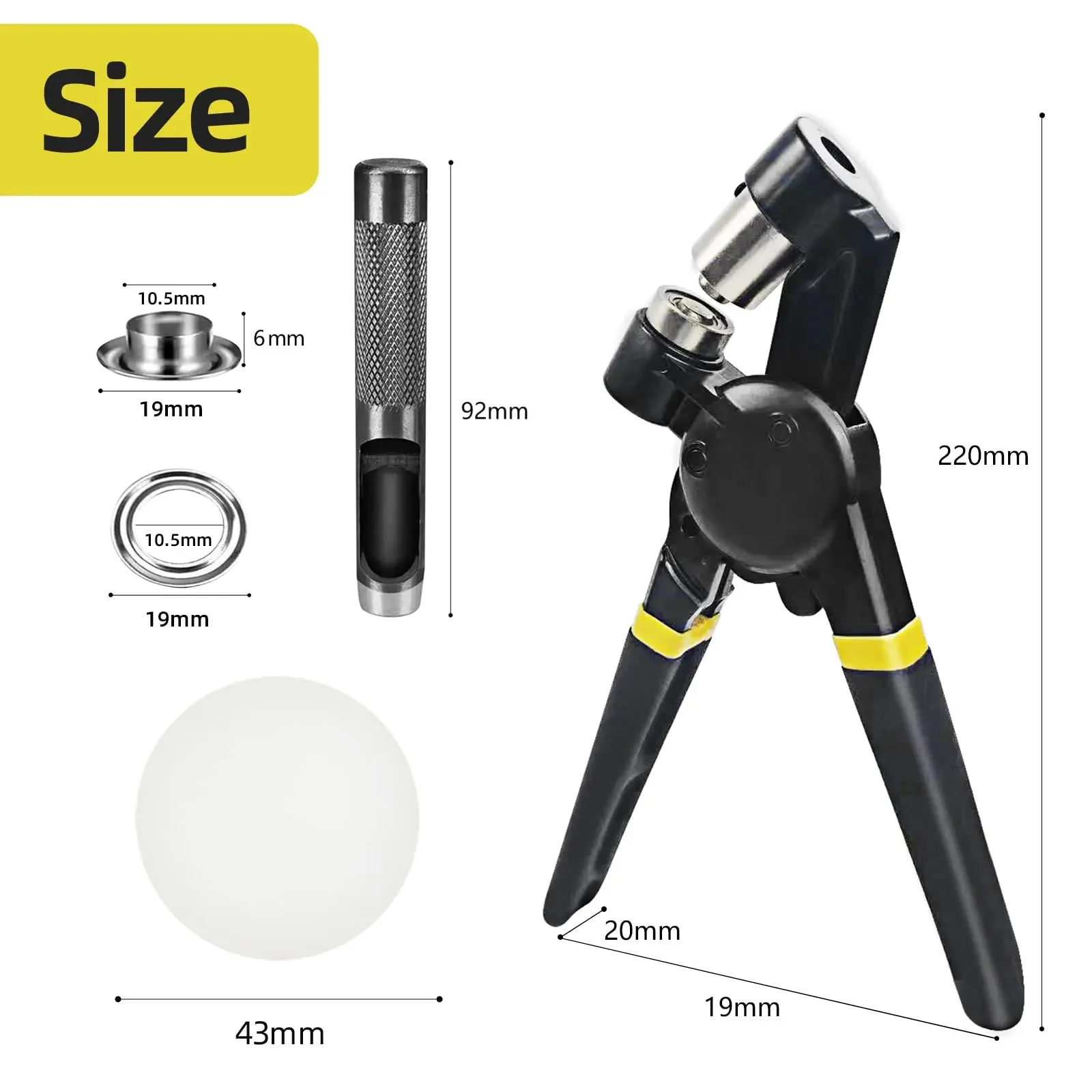 Grommet Tool Kit 3/8 Inch Handheld Eyelet Kit Manual Grommet Press Machine with 500 Pcs 10 Mm Grommets Manual Eyelet Kits 5