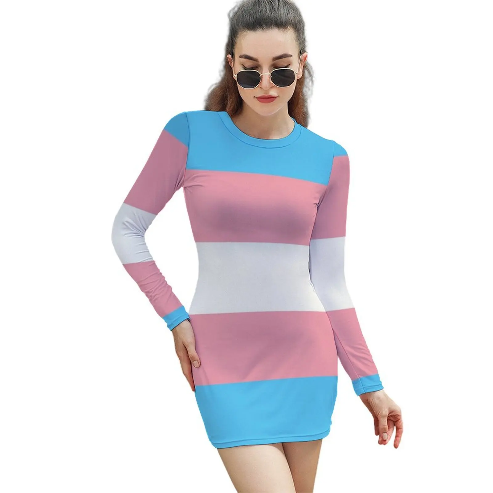 

Transgender Flag Long-Sleeved Sheath Dress sexy short dresses daring wedding dresses for parties clothing women summer 2024