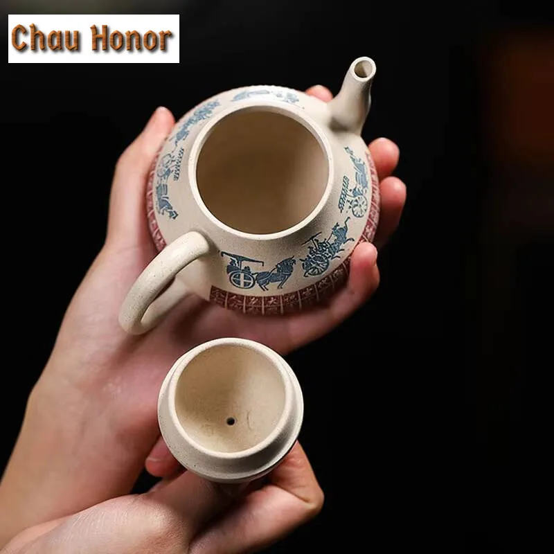 220ml Chinese Yixing Purple Clay Tea Pot Master Handmade Carriage Color Change Beauty Kettle Kung Fu Teaset Drinkware Customized