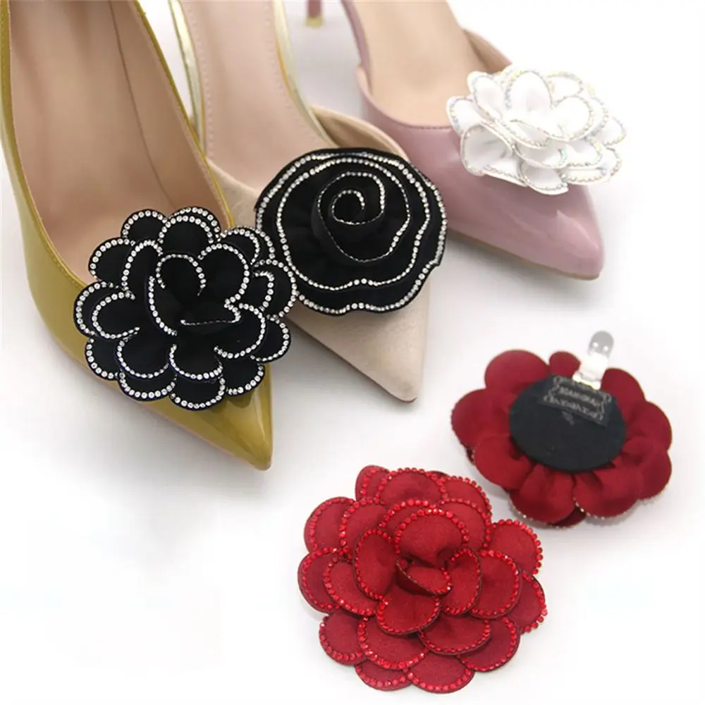 2Pcs Fabric Art Flower Shoe Clips Wedding Bride Shoes Decoration