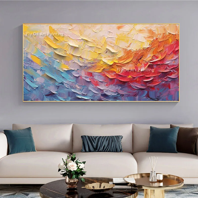 

Hand Painted Abstract Colorful Thick Oil Painting On Canvas Large Wall Art For Living Room Bedroom Home Decoration As Best Gift
