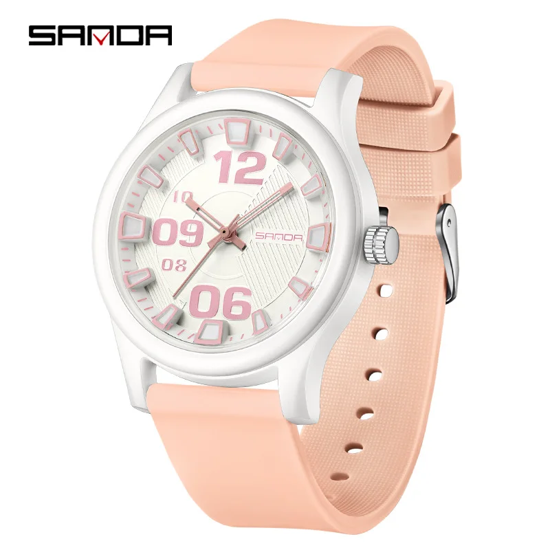SANDA 3252 Top Popular Student Quartz Watch Fashionable and Simple Luminous Waterproof Silicone Tape Children's Quartz Watch 2