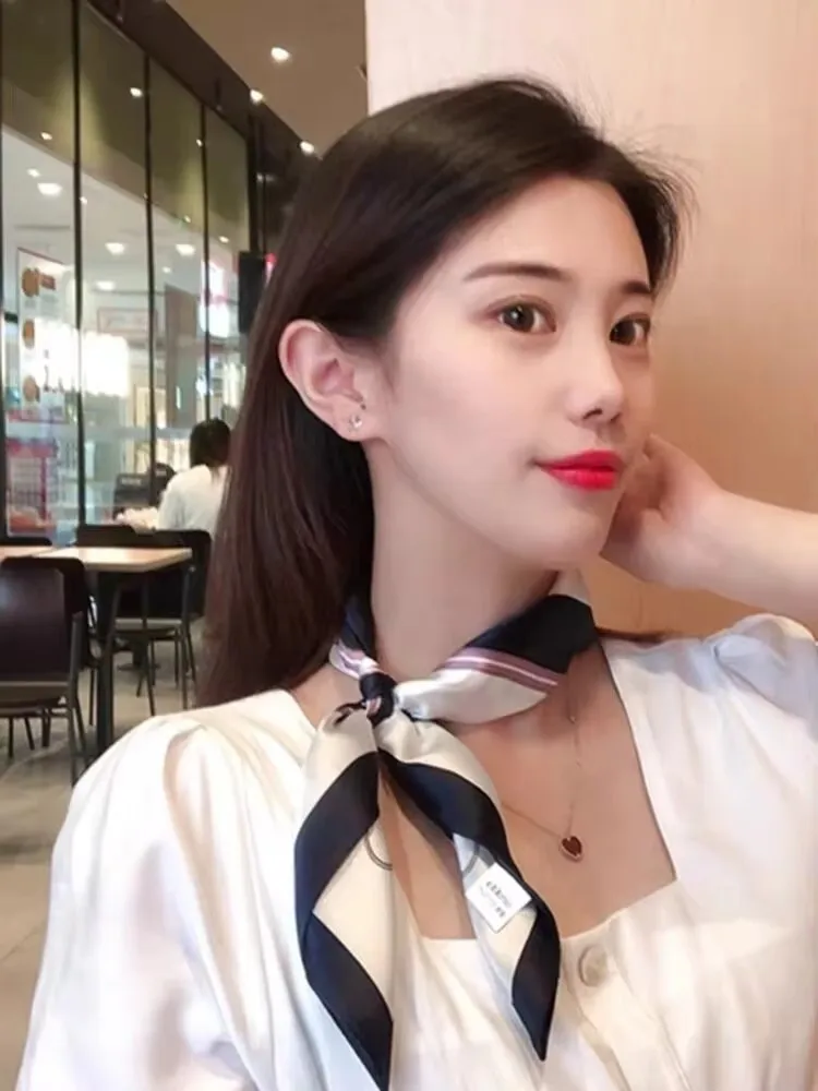 100% Natural Silk Square Scarf Women Hairband Neckerchief Wrap