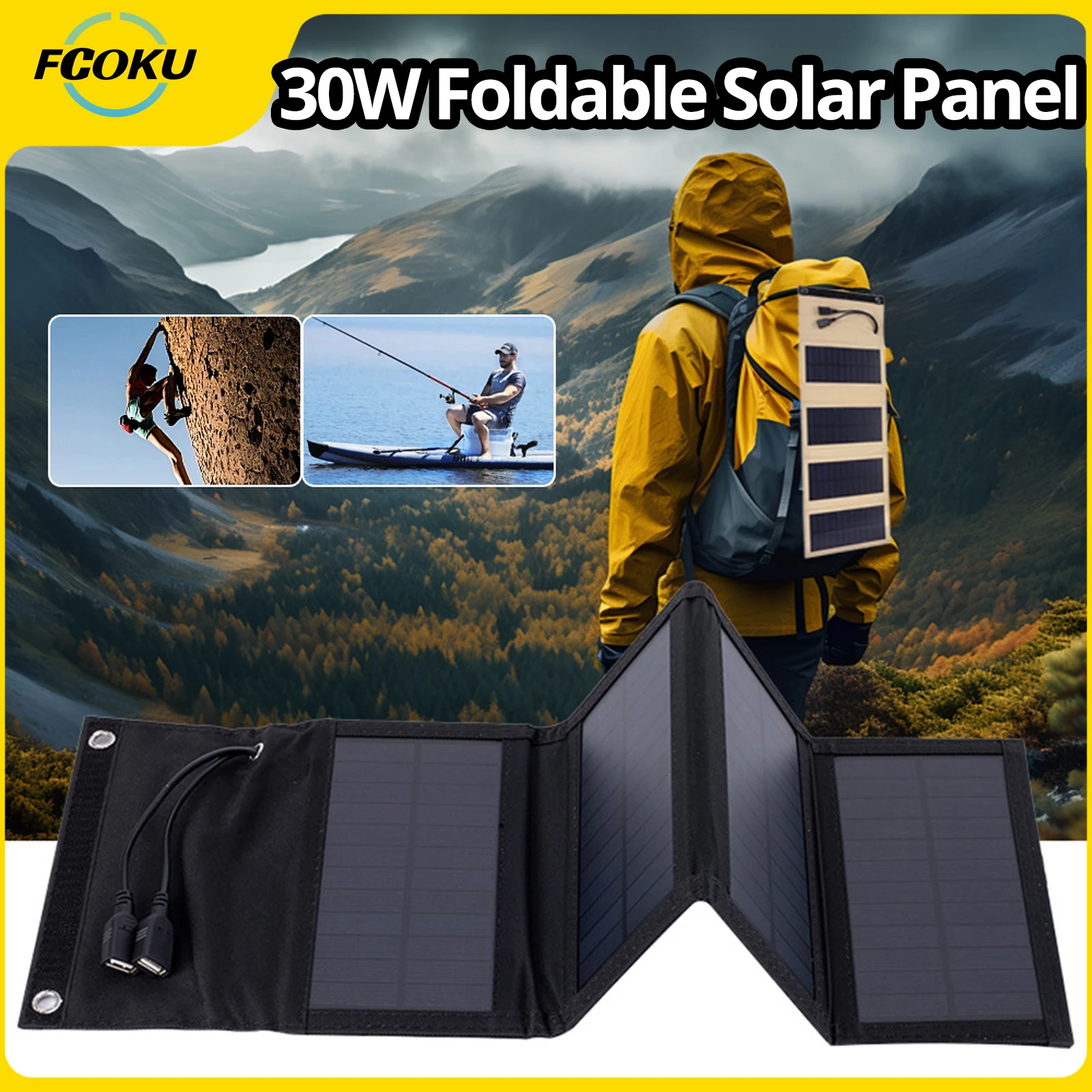 30W/80W Pannello Solare Pieghevole Portatile Flessibile Energia Solare Set Da Campeggio 2Usb 5V Alimentazione Pannello Solare Alimentatore Mobile