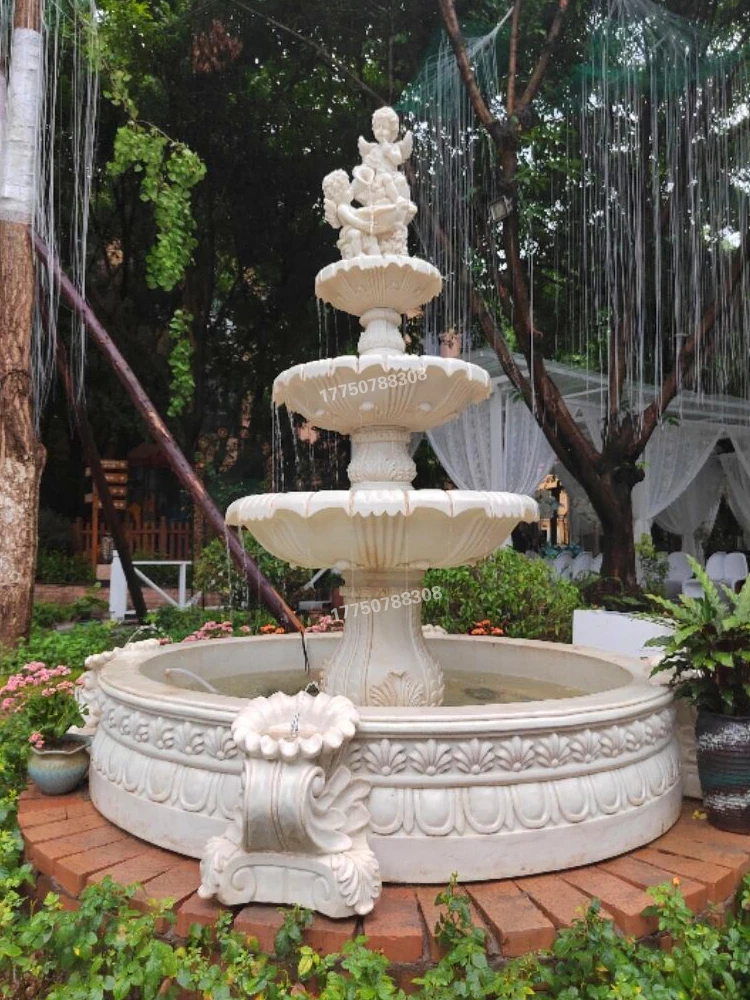 European Sculpture Outdoor Angel Fountain Wedding Flowing Water