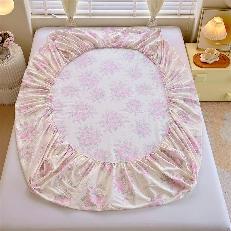 100% Cotton Fitted Sheet Floral Style Bed Cover Skin-friendly Bedsheet 90/100/120/150/180cm Bed Linen sabanas (No Pillowcase) 6