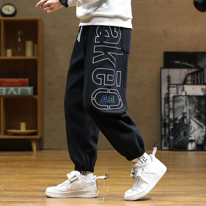 

Fashion Letter Harem Pants Men Hip Hop Streetwear Black Grey Loose Sweatpants Men Joggers Plus Size Baggy Trousers