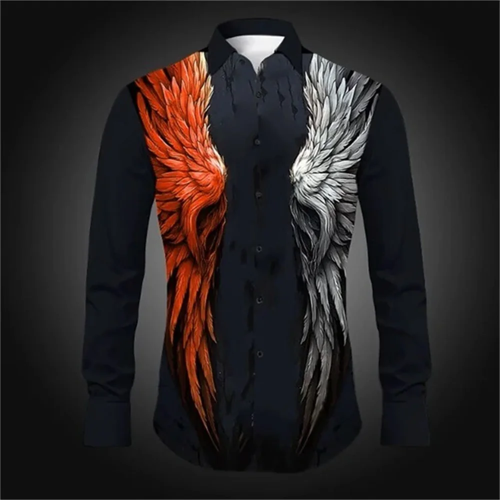 Fashionable shirt wings red blue classic men's casual shirt lapel buttons soft and comfortable 2024 new breathable top