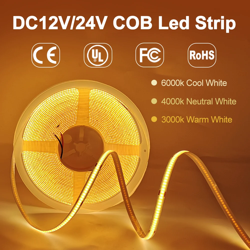 High Density Flexible Mini Cob Led Strip Light Pixel Tape Linear Dimmable Ribbon Warm Nature Cool White DC24V 10M/Roll No Weldin high density flexible mini cob led strip light pixel tape linear dimmable ribbon warm nature cool white dc24v 10m roll no weldin