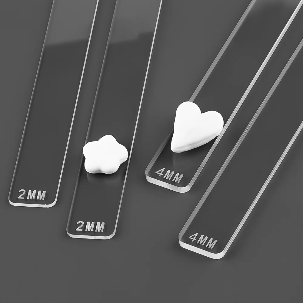 12개의 투명 아크릴 두께 측정자, 부드러운 점토 레벨러, 각 두께별 각 2개씩: 1, 2, 3, 4, 5, 6 밀리미터