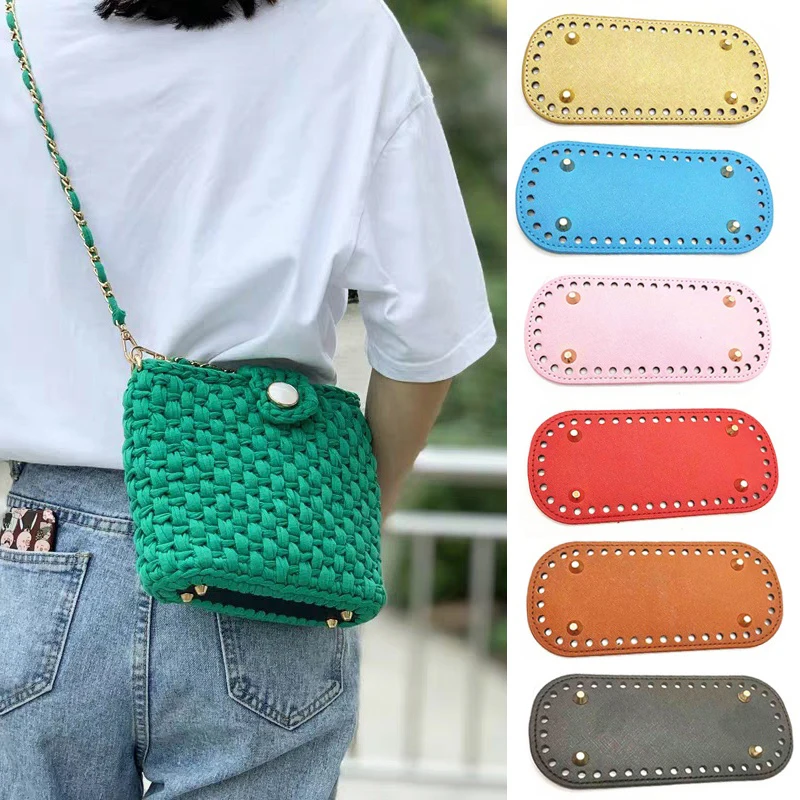 

1PCS 18*8cm Durable Bag Bottom With Rivet Oval Shaped PU Bag Bottom For Knitted Bag Crochet Bag Handbags Accessories