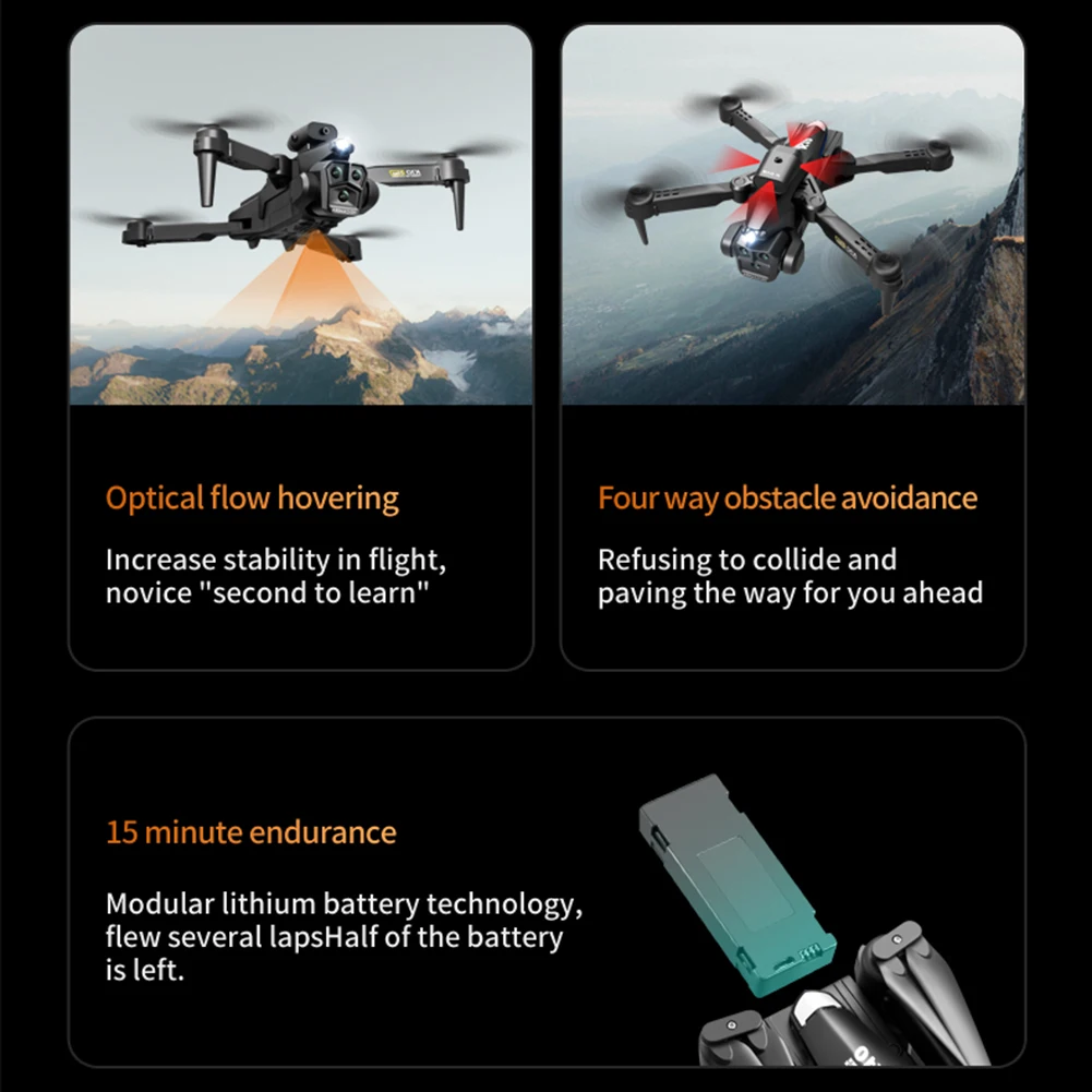 Portable Aerial-Drone With Three Camera Altitude Hold Quadcopters Camera For Outdoor Travel
