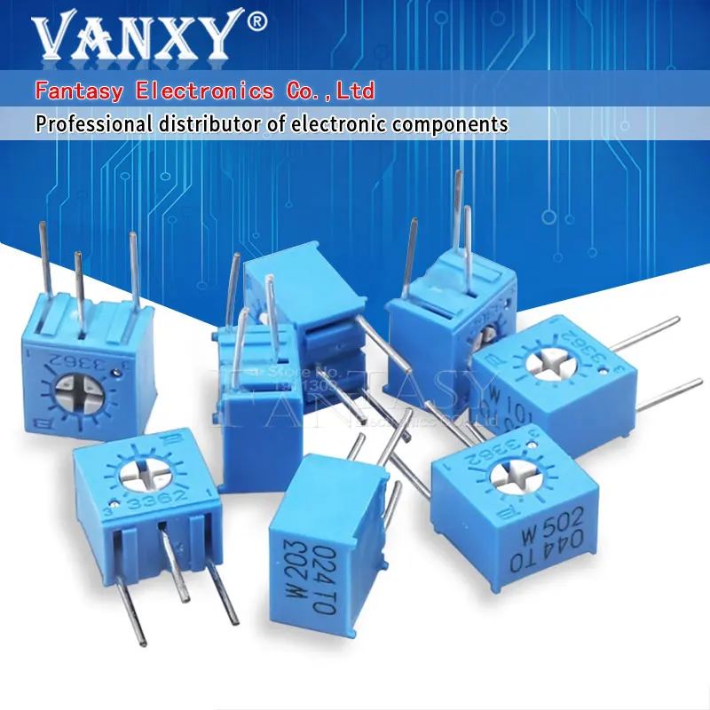3362W Adjustable Precision Potentiometer 100 200 500 R Ohm 1K 2K 5K 10K 20K 50K 100K 200K 500K 1M 3362 Trimpo Trimmer 10PCS, adjustable resistor, multiturn potentiometer, linear potentiometer, rotary potentiometer, potentiometer kit, trimmer potentiometer
