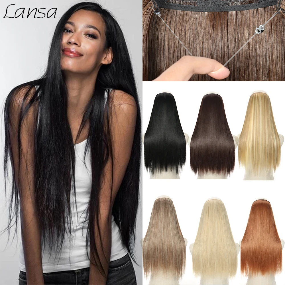 No Clips Natural Hair Extension Synthatic Artificial Long Straight Hairpiece Blonde Black Mixed Color False Hair Piece For Women 2023 women s flower 3d printed artificial jeans y2k s women s street casual pencil pants plus size straight leg wide leg jeans