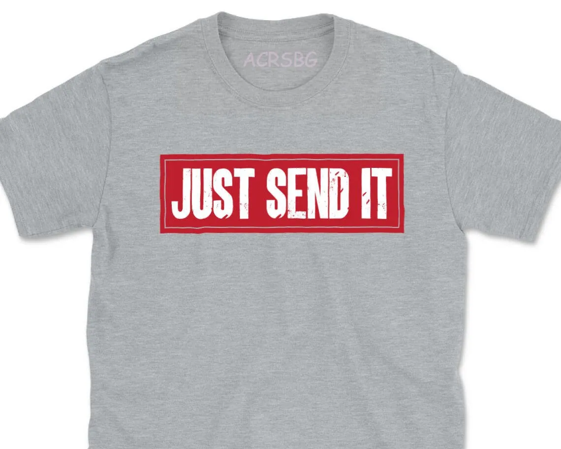 

Just Send It Warning Gay Men T Shirts Heart Australia Flag Print Tee Shirts Unisex Crew Neck Pure Cotton T-shirts Summer Casual