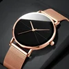 Casual Round Pointer Quartz Watch Large Geo Dial Analog Mesh Strap Wristwatch For Women Men 1