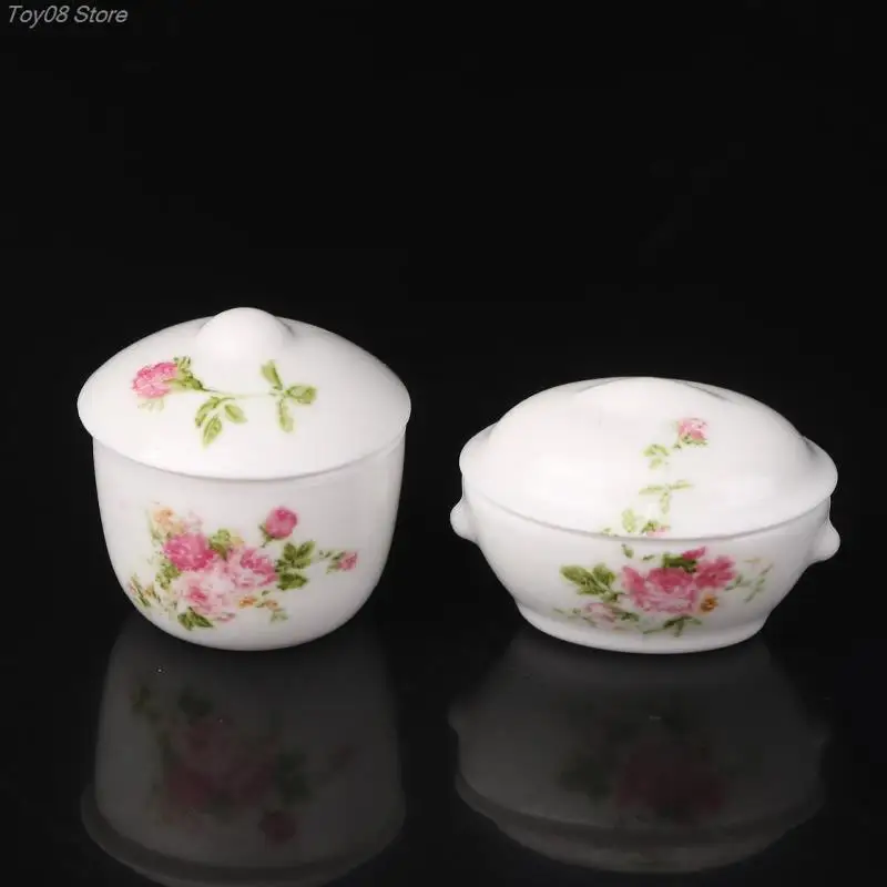 

New 1Set 1:12 Dollhouse Miniature Cooking Soup Pot Stew Cup with Cover Tableware Model Kitchen Decor Toy Doll House Accessories