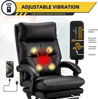 Executive Office Chair, PU Leather Reclining Office Chair with USB and Massage, Heated Office Chair with Footrest 5