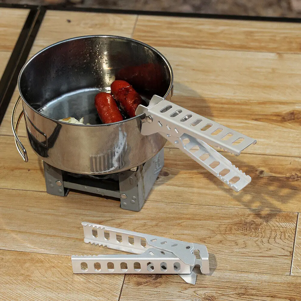Pot Lifter Camping Pot Pan Grip Handle Outdoor Cooking Picnic Anti-Scalding Clamp Barbecue Clamp Food barbecue meat clip camping pot gripper