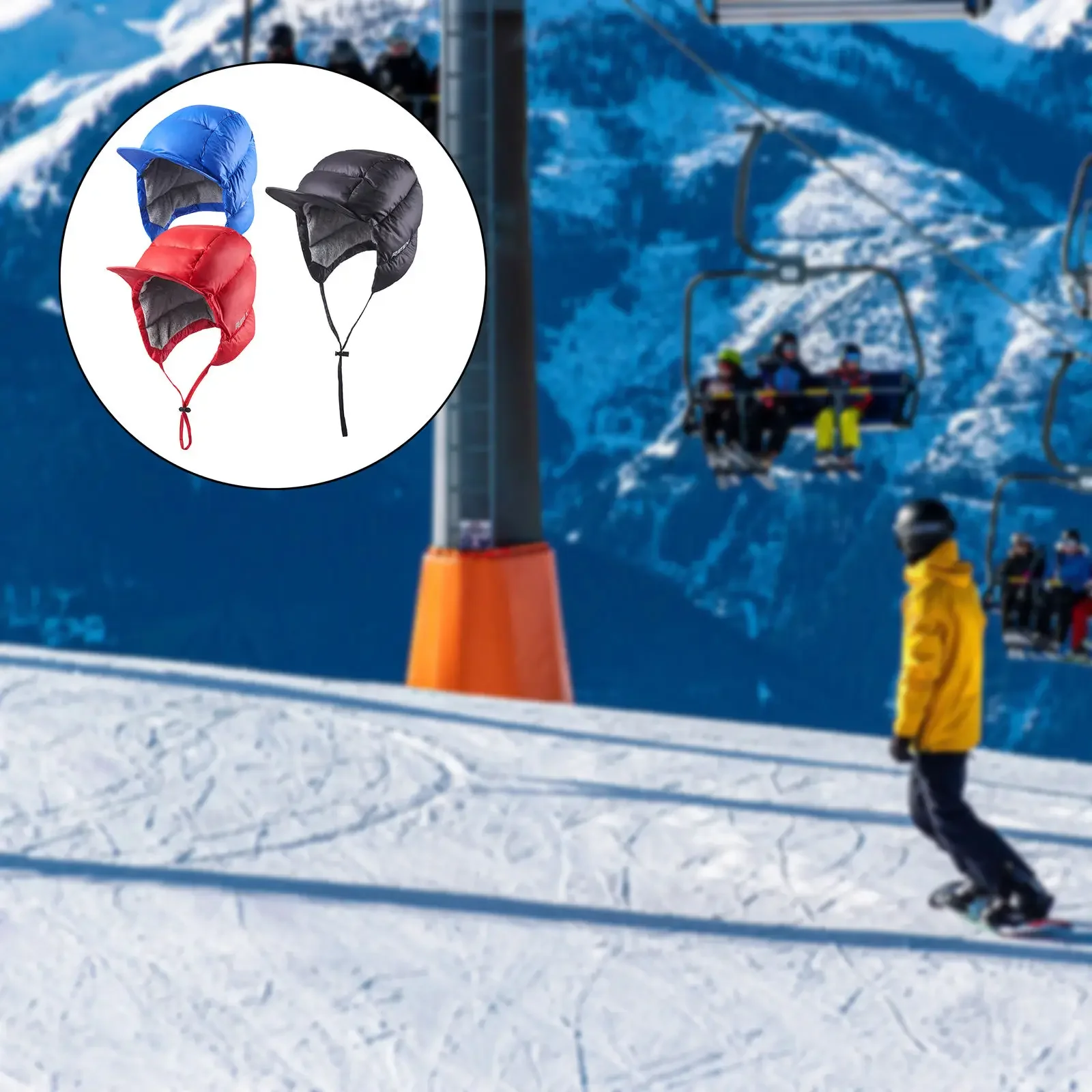 Windproof Duck Down Peaked Hat Thermal Waterproof Earflap Warm Fleece Soft for Cycling Hunting Cold Weather Outdoor Snow Sports